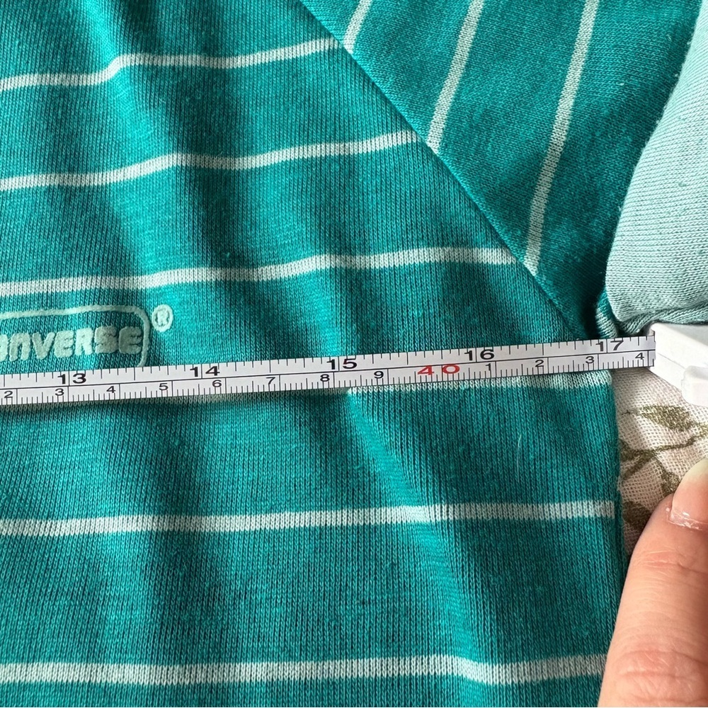 VTG 90s Converse Blue and Teal Short Sleeve Tee Rolled Hem Sz M Made in USA Y2K - Picture 8 of 9